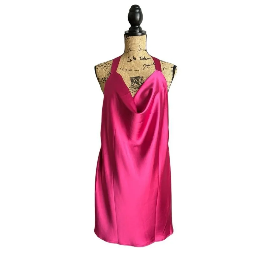 CantonWalker Cowl Neck Dress With Open Back - Fuchsia Size XL NWT 2 0420 - Picture 2 of 11